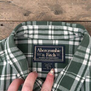 Abercrombie Fitch Green Plaid Flannel XL Button Up Grunge Cabin Core 3230 Y2K